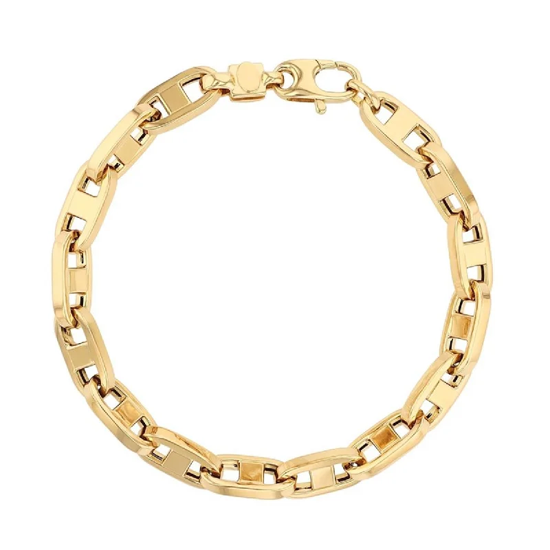 simple crystal earrings 18K Yellow Designer Gold Anchor Link 7-Inch Bracelet