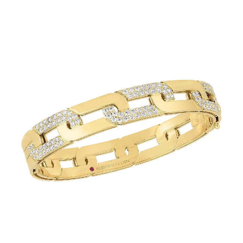 personalized family tree necklace 18K Yellow Gold Navara Large Alternating Diamond Link Wide Bangle personalized family tree necklace 18K Yellow Gold Navara Large Alternating Diamond Link Wide Bangle