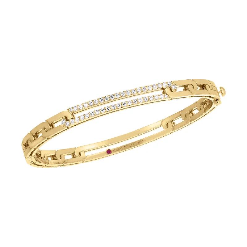 opal and gold earrings 18K Yellow Gold Navarra Pave Extended Link Bangle