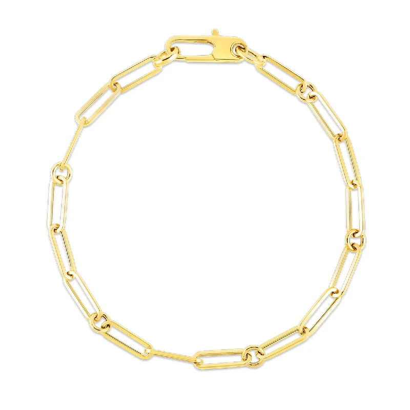 gold heart-shaped pendant necklace 18K Yellow Gold Paperclip Bracelet