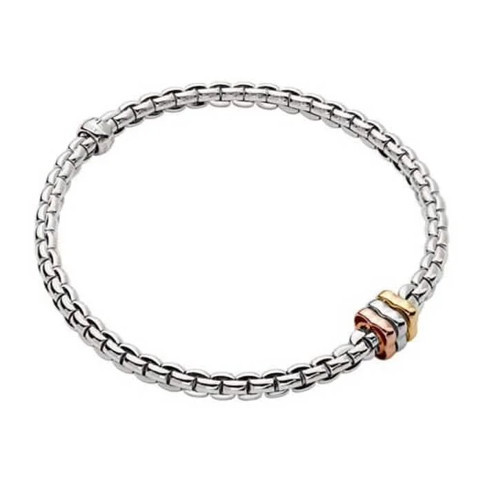 sterling silver charm anklet FOPE Prima Collection Tri-Tone Flex'it Bracelet in 18K White, Yellow and Rose Gold sterling silver charm anklet FOPE Prima Collection Tri-Tone Flex'it Bracelet in 18K White, Yellow and Rose Gold