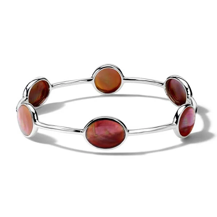 Ippolita Rock Candy Brown Shell 6-Stone Bangle Bracelet in Sterling Silver