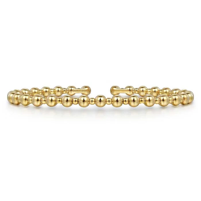 men’s beaded bracelet with charms Gabriel & Co. Bujukan Open Bangle Bracelet in 14K Yellow Gold