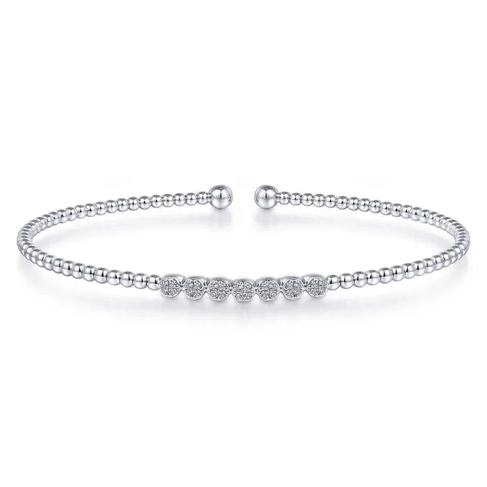pearl and gold chain earrings Gabriel & Co. Bujukan Bead and Cluster Diamond Open Bangle in 14K White Gold pearl and gold chain earrings Gabriel & Co. Bujukan Bead and Cluster Diamond Open Bangle in 14K White Gold
