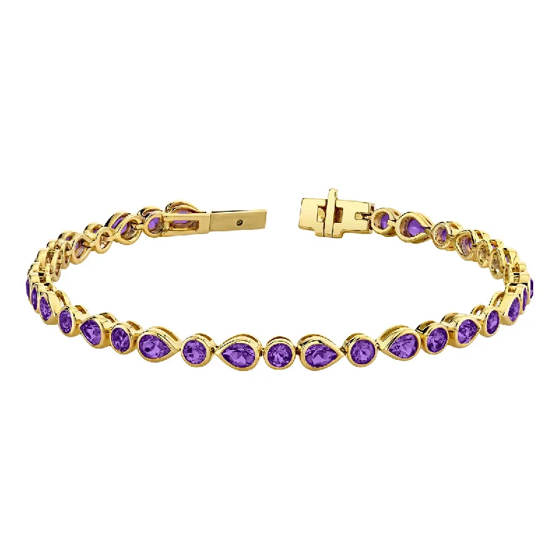 rose gold feather earrings Amethyst 14K Yellow Gold Bracelet