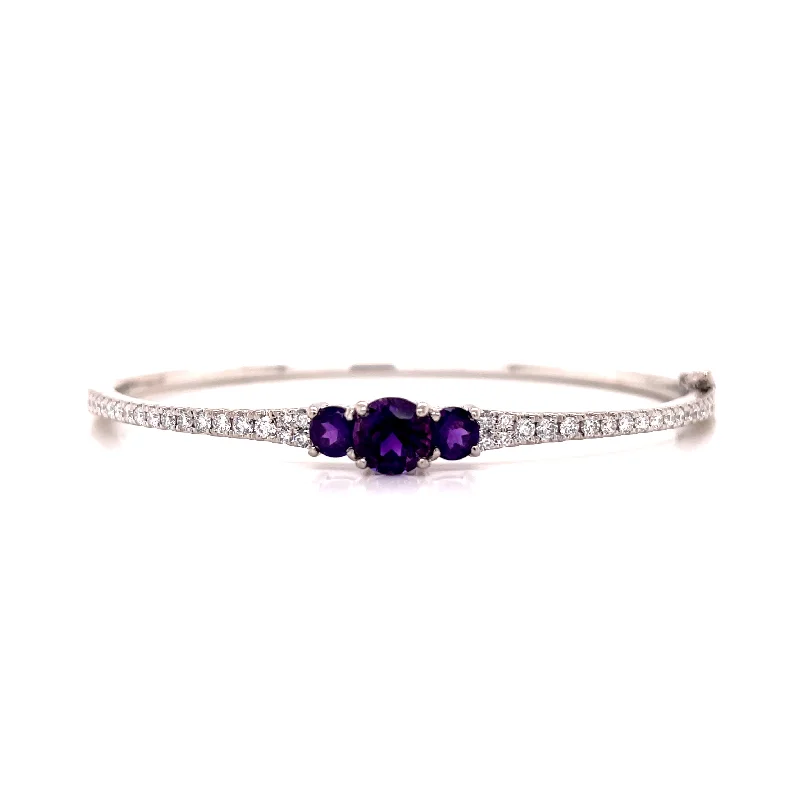classic silver pearl earrings AMETHYST AND DIAMOND BANGLE BRACELET