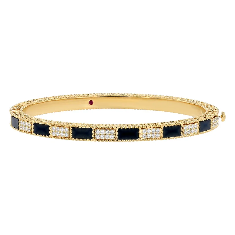 vintage diamond brooch pin Art Deco Bangle with Black Jade and Diamonds