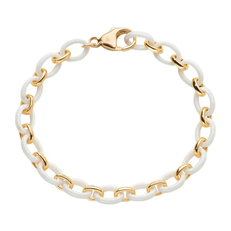 hammered gold signet ring Audrey White Ceramic Link Bracelet
