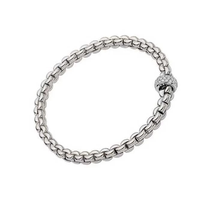 gold plated Cuban link chain FOPE Eka Collection Flex'it Bracelet with Diamonds in 18K White Gold gold plated Cuban link chain FOPE Eka Collection Flex'it Bracelet with Diamonds in 18K White Gold