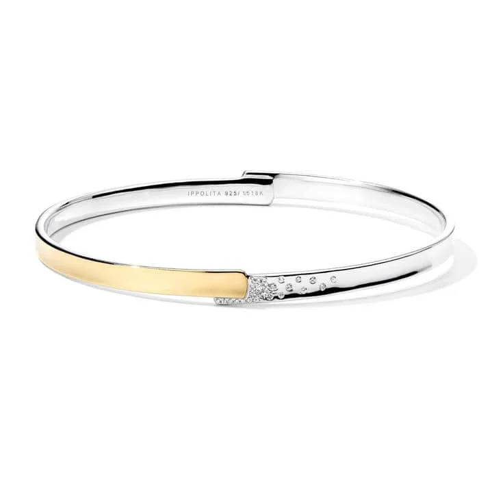 minimalist gemstone stud earrings Ippolita Chimera Stardust Overlapping Bangle with Diamonds in Sterling Silver and Bonded 18K Yellow Gold minimalist gemstone stud earrings Ippolita Chimera Stardust Overlapping Bangle with Diamonds in Sterling Silver and Bonded 18K Yellow Gold