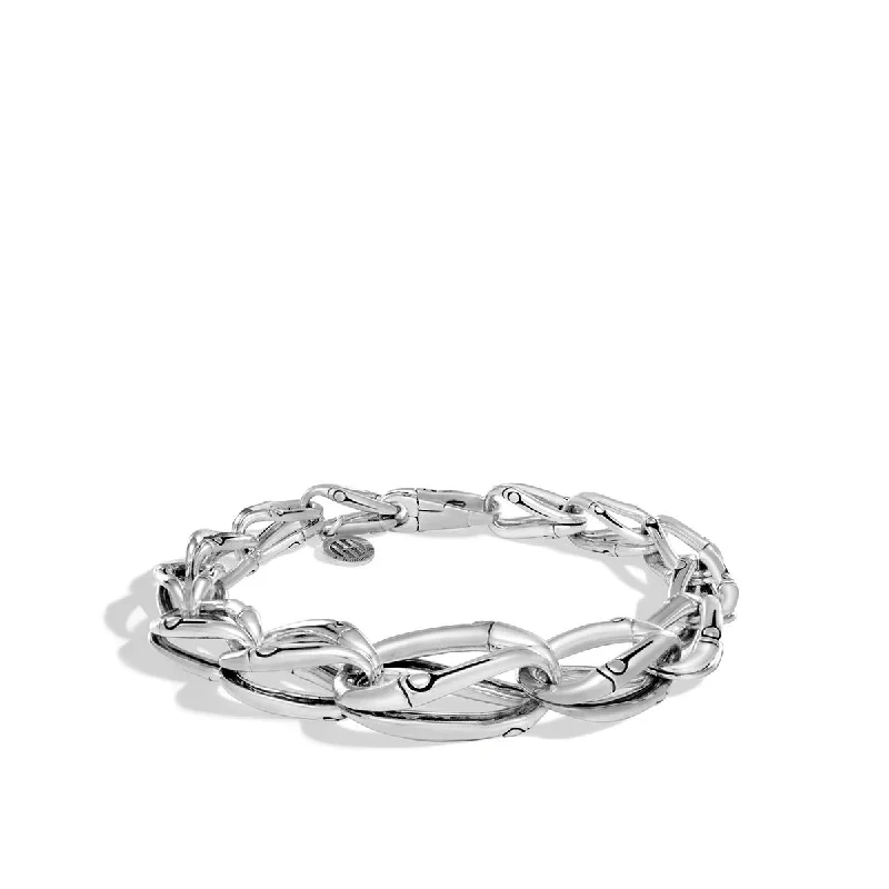 Bamboo Silver Graduated Link Bracelet