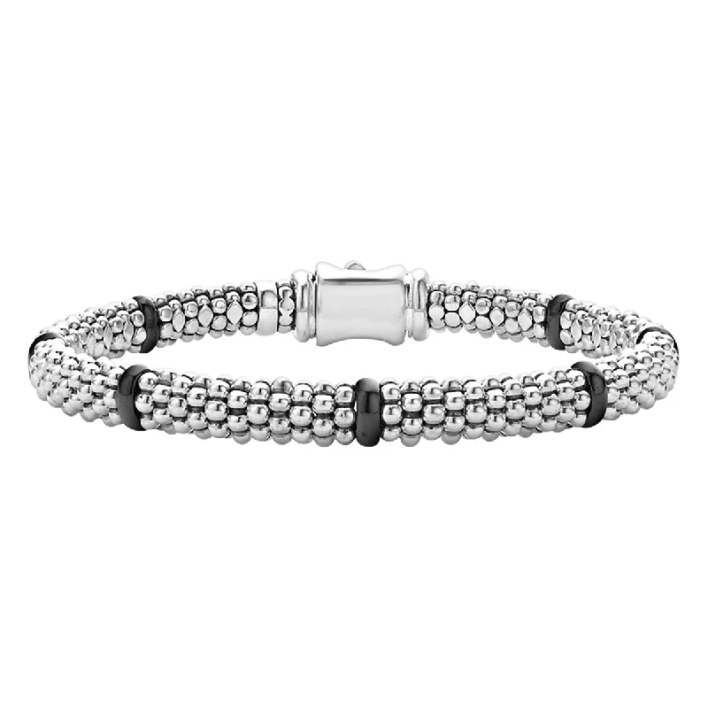 unique crystal bar necklace Black Ceramic Station Signature Caviar Bracelet