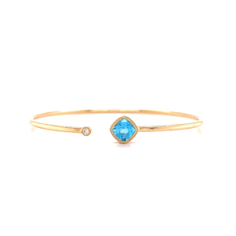 dainty gemstone chain bracelet BLUE TOPAZ AND DIAMOND CUFF BRACELET