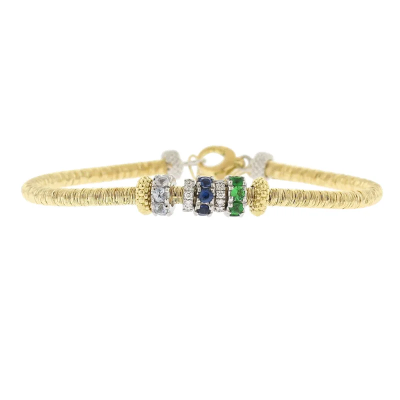vintage rose gold engagement ring Bracelet with Sapphires, Tsavorites and Diamonds