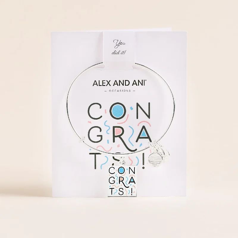 simple engraved wedding ring 'Congrats!' Charm Bangle