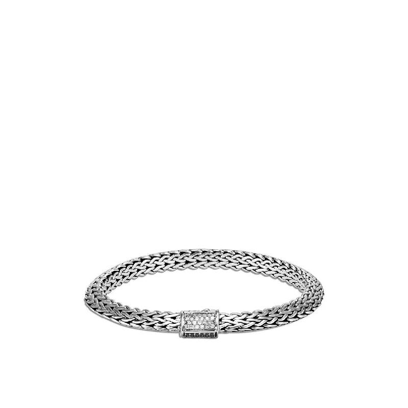 dainty gold chain ring Classic Chain Silver Diamond Pave Tiga Chain Bracelet with Treated Black Sapphire and Black Spinel