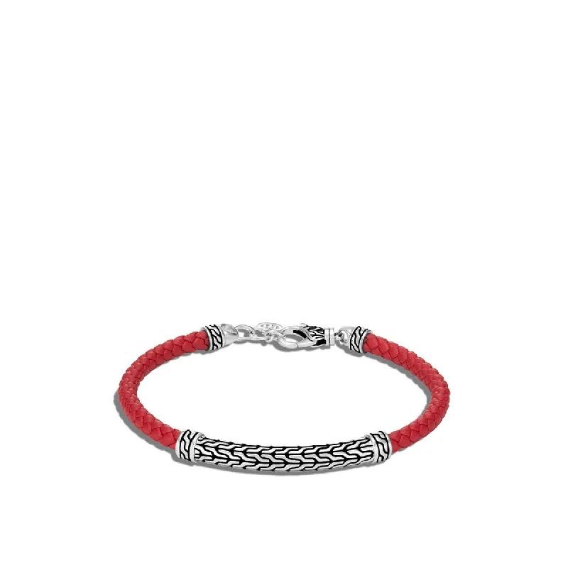 wedding band with diamonds Classic Chain Silver Station Bracelet on Red Woven Leather wedding band with diamonds Classic Chain Silver Station Bracelet on Red Woven Leather