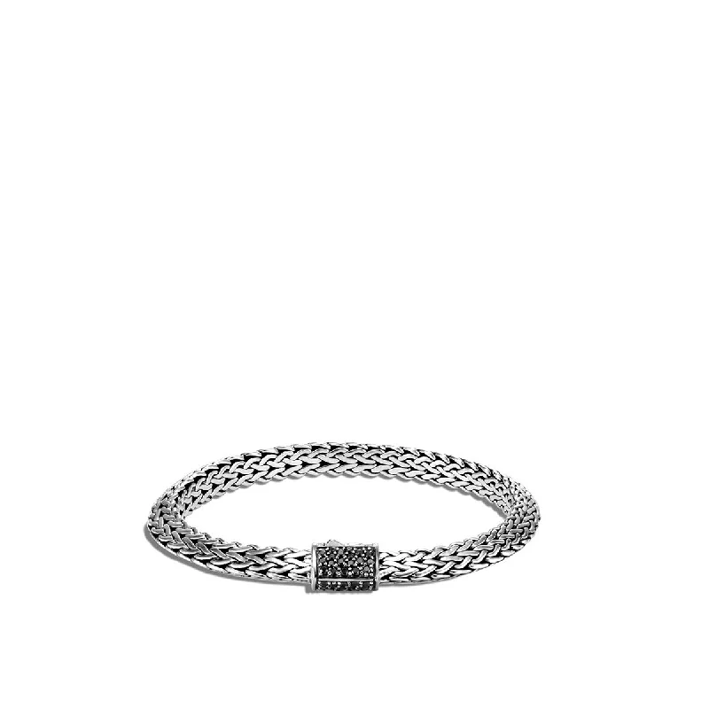 Classic Chain Silver Tiga Chain Bracelet with Black Sapphire