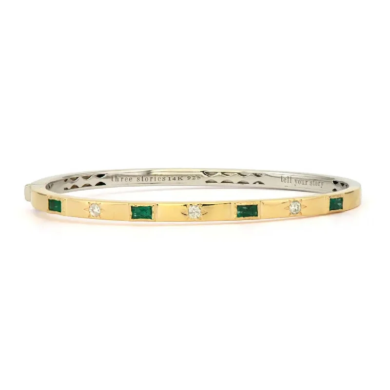 silver arrow pendant necklace Classic Two-toned Emerald And Diamond Bangle