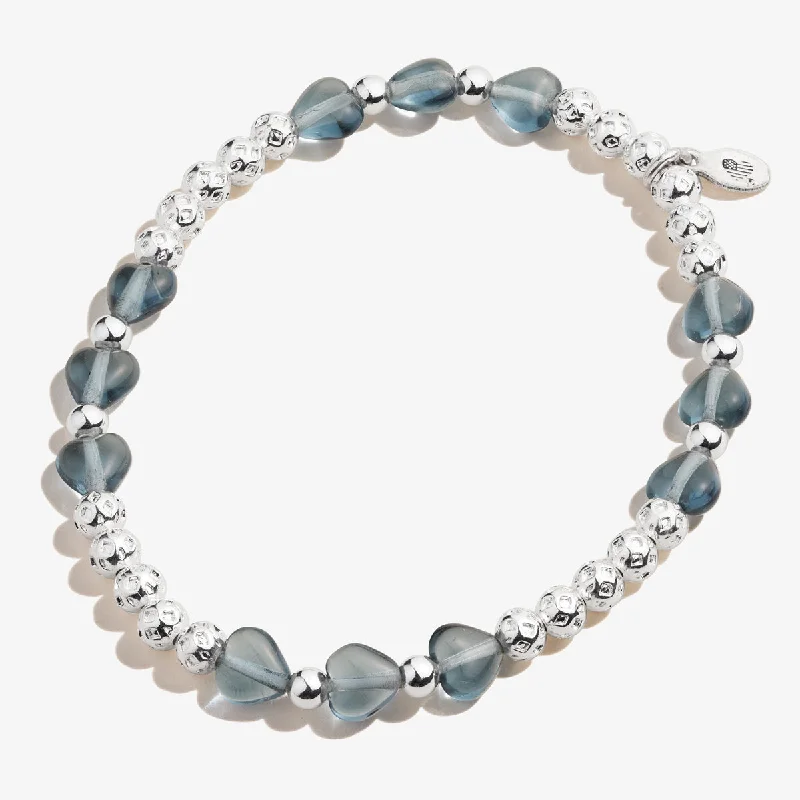 fine silver herringbone necklace Crystal Heart Stretch Bracelet, Blue