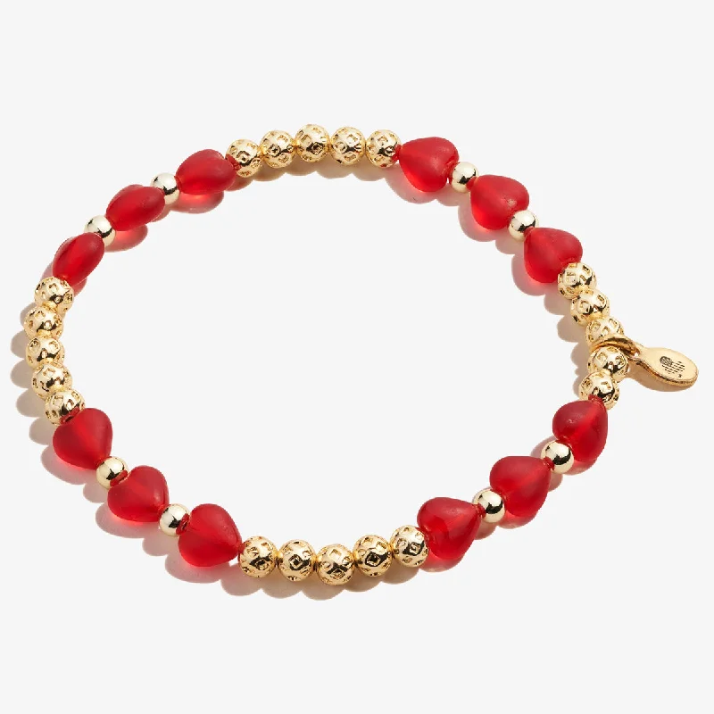 natural crystal pendant necklace Crystal Heart Stretch Bracelet, Red