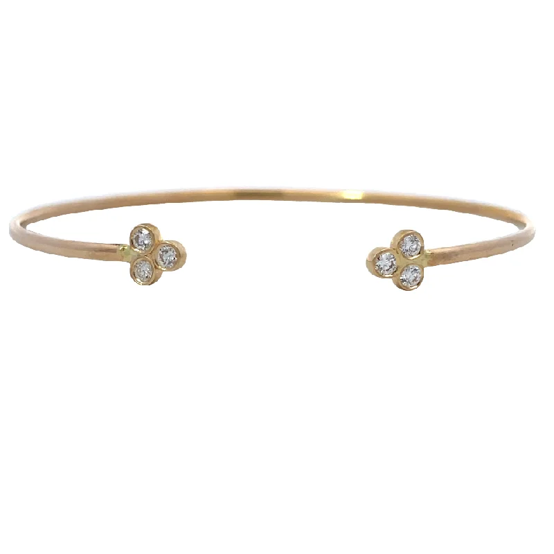 celestial star ring gold Cuff Bracelet with Triple Diamond section on ends
