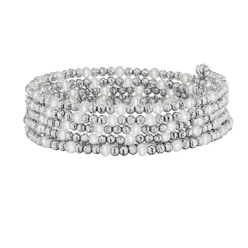 silver rope chain men Debut Pearl Loop Bracelet