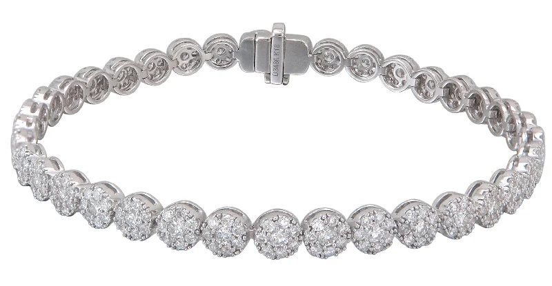 modern geometric silver ring Diamond 3.58ct tw Statement Tennis Bracelet