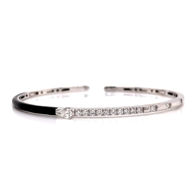 real zircon gemstone bracelet DIAMOND CUFF BRACELET WITH BLACK ACCENT