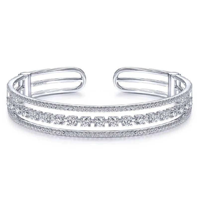 modern geometric silver ring DIAMOND CUFF BRACELET