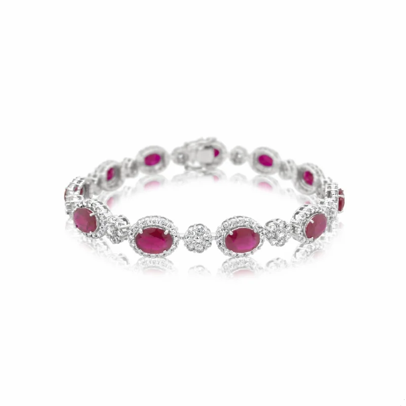 unique emerald green ring Diamond-Framed Oval Ruby Bracelet