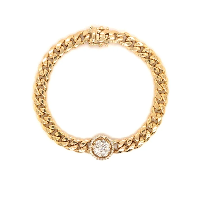 Flat Link Diamond Circle Bracelet