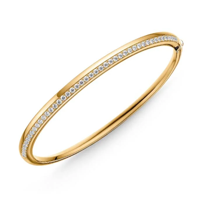 custom silver charm bracelet Hearts On Fire Barre Pavé Bangle in 18K Yellow Gold