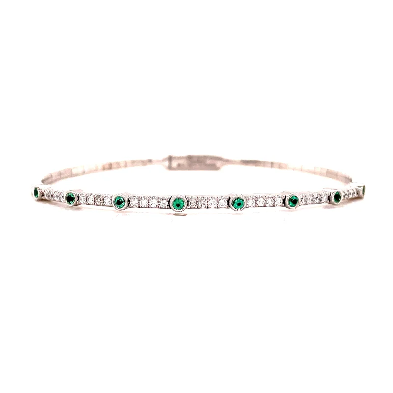 men’s sterling silver cufflinks EMERALD AND DIAMOND BANGLE BRACELET