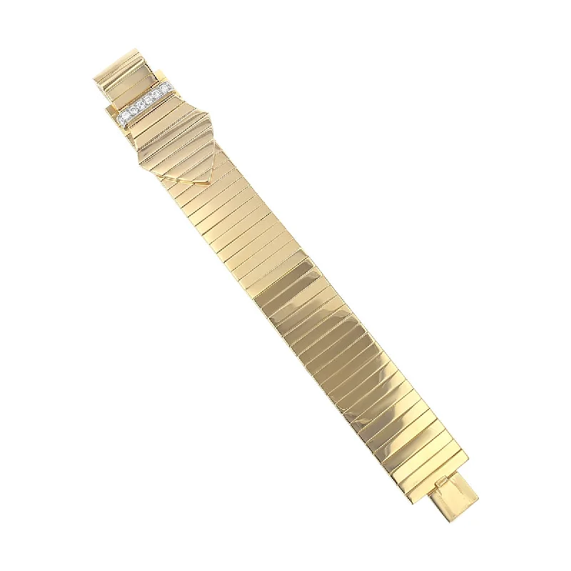 adjustable minimalist wave bracelet Estate French 18k Gold and Diamond Buckle Bracelet adjustable minimalist wave bracelet Estate French 18k Gold and Diamond Buckle Bracelet
