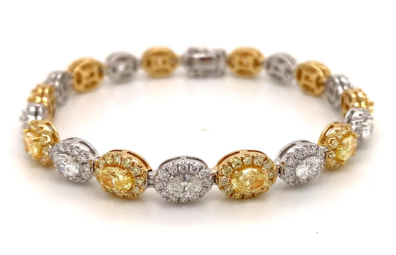 dainty sapphire gemstone bracelet Fancy Yellow and White Diamond Statement Bracelet 9.10ctw