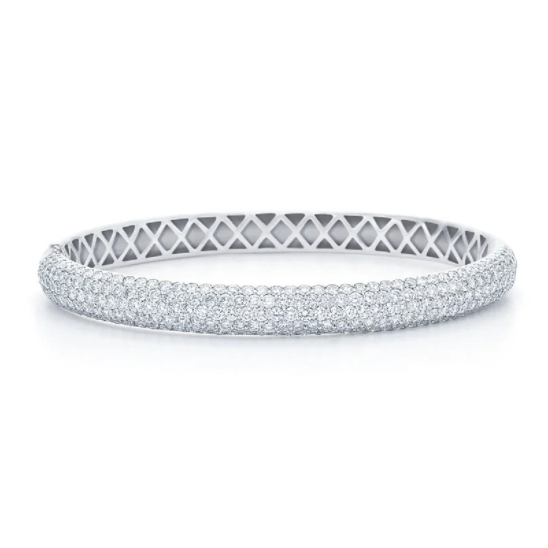 custom engraved wedding band Five-Row Bangle with Pave Diamonds