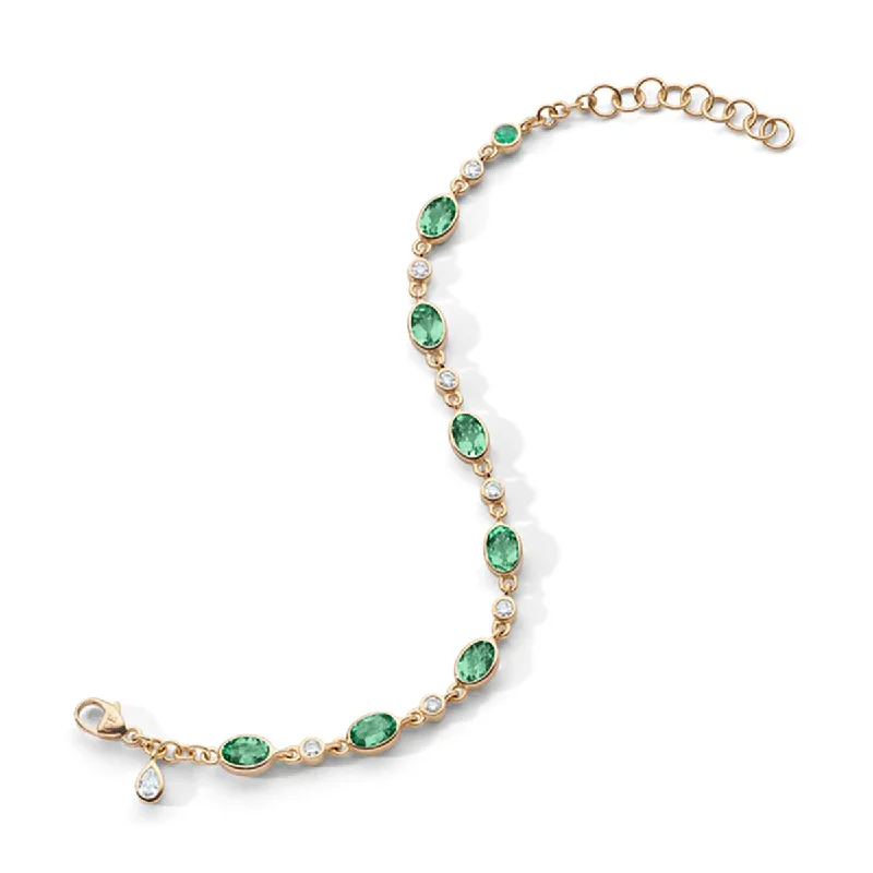 hexagon-shaped engagement ring unique Green Tourmaline Tennis Bracelet in 18K Gold