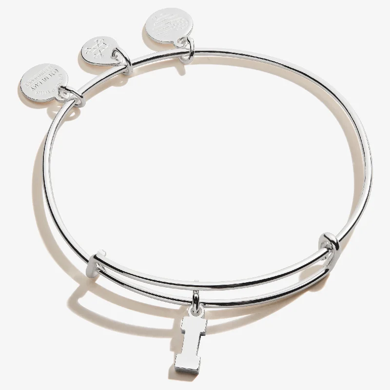 personalized initial ring stackable Initial I Charm Bangle