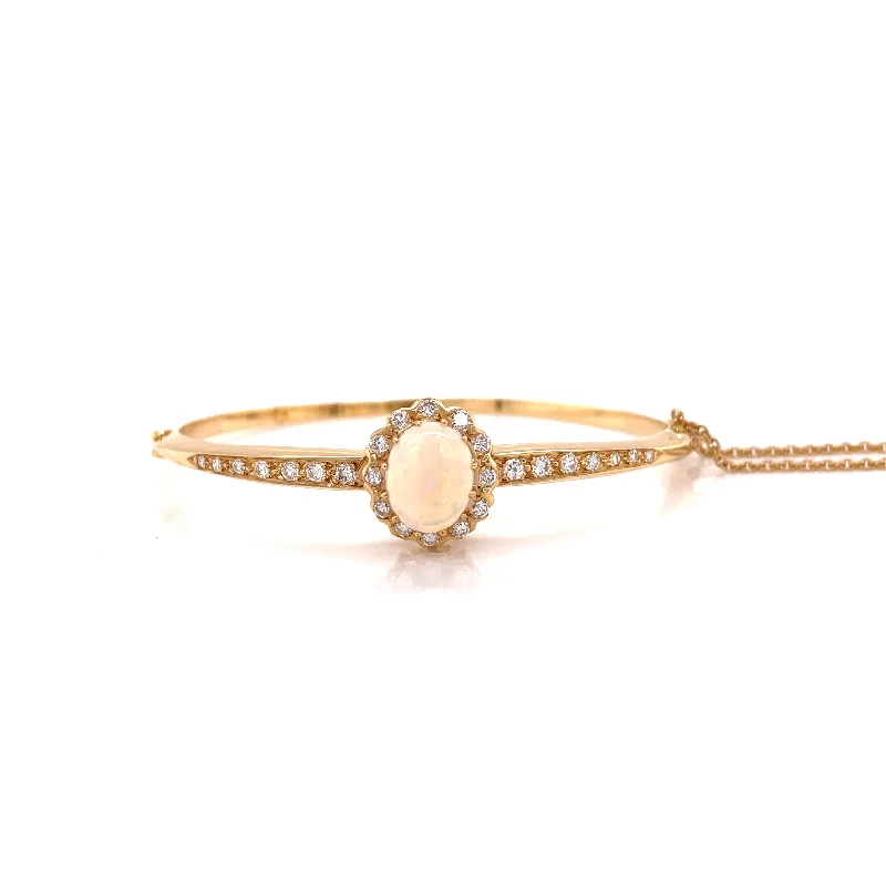 dainty birthstone ring for women OVAL OPAL DIAMOND HALO BANGLE BRACELET