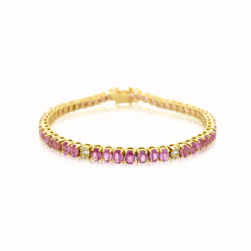 adjustable gemstone choker Oval Pink Sapphire and Diamond Tennis Bracelet