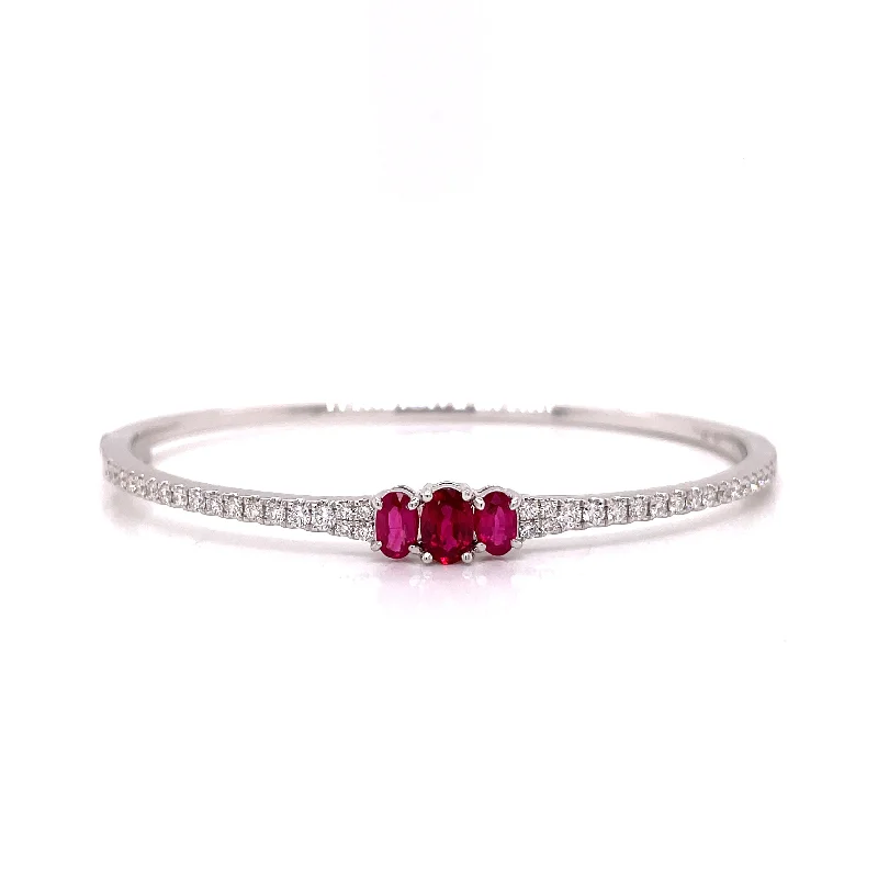vintage-inspired pearl brooch OVAL RUBY AND DIAMOND BANGLE BRACELET