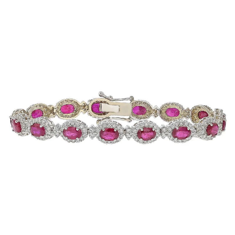 chunky gold chain necklace Oval Ruby and Diamond Halo Bracelet