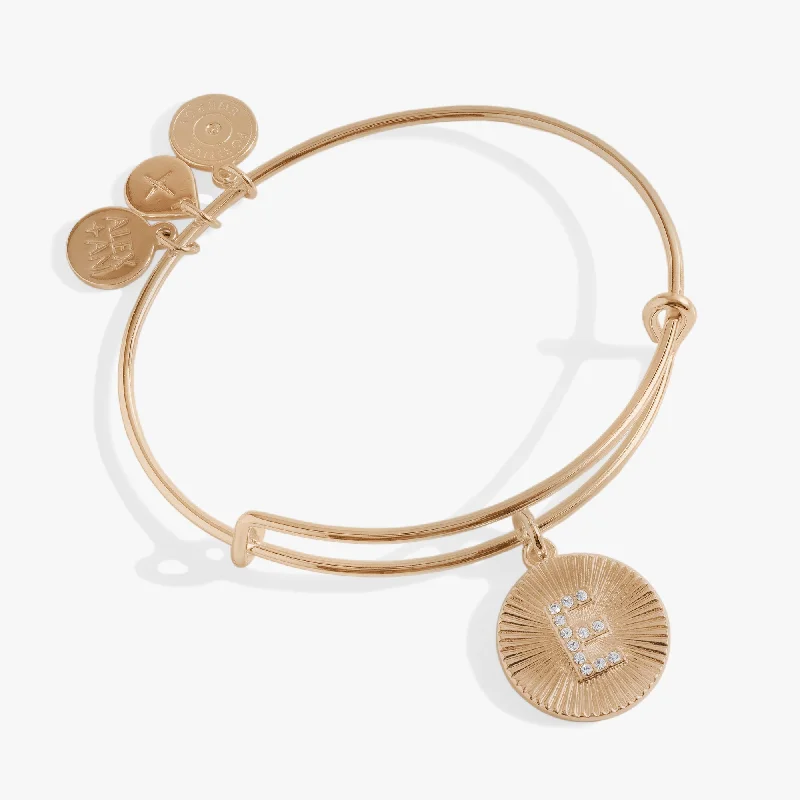 simple gold hoop earrings Initial E Pave Starburst Texture Bangle