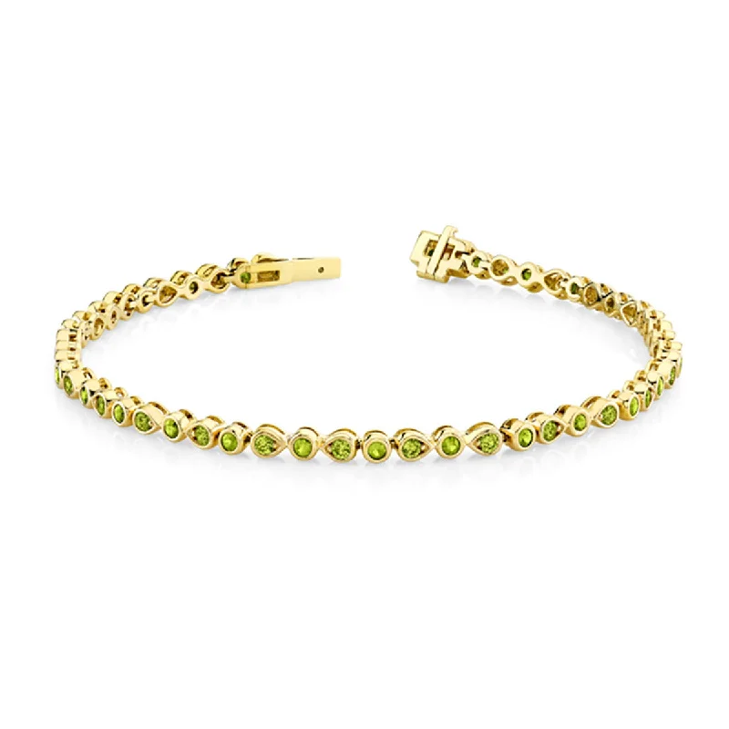 minimalist stacking rings set Peridot 14K Yellow Gold Bracelet