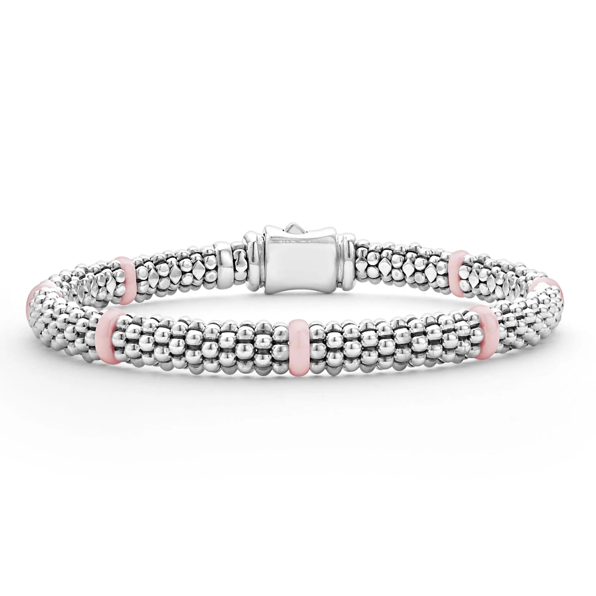 unique square diamond ring Pink Caviar Ceramic Station Caviar Bracelet