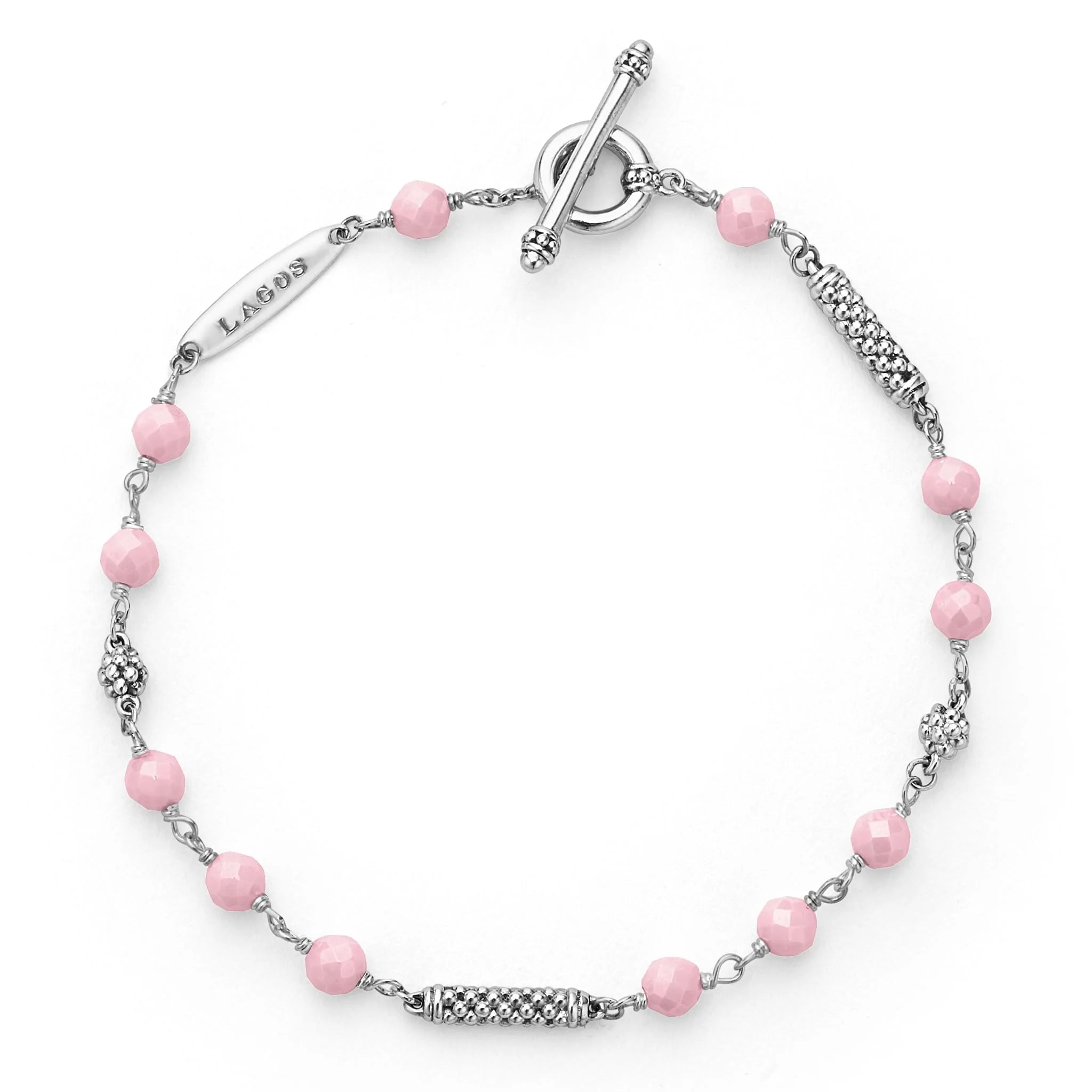 handcrafted sterling silver necklace Pink Ceramic Beaded Bracelet