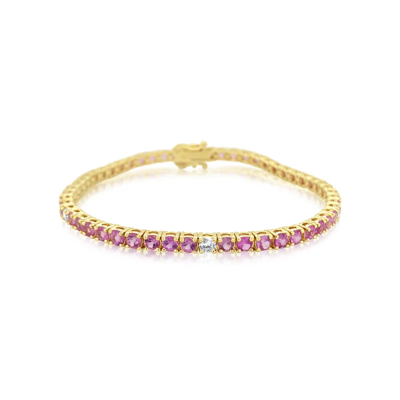real opal engagement ring Diamond and Pink Sapphire Tennis Bracelet