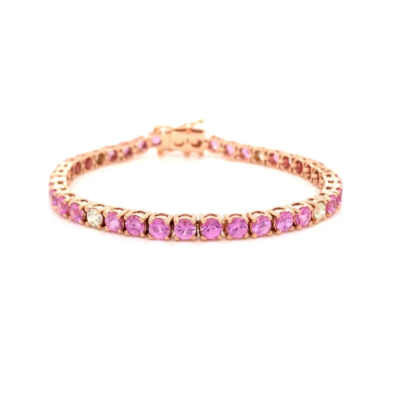 Pink Sapphire and Diamond Tennis Bracelet