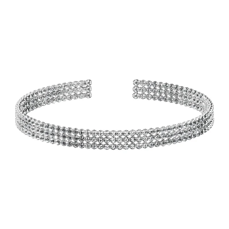 handcrafted beaded hoop earrings Platinum Limitless 3 Row Cuff